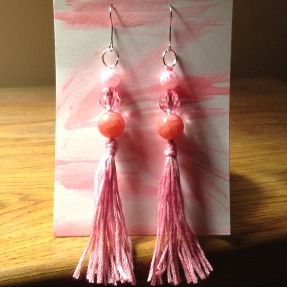 Jewelry - Brand new! Three Bead Tassel Earrings
